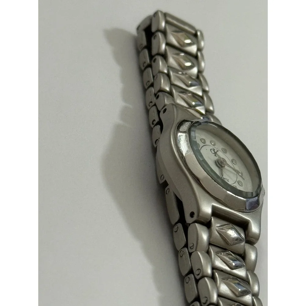 Women's CALVIN KLEIN Silver Tone Stainless Bracelet Watch Rhinestone NEW BATTERY